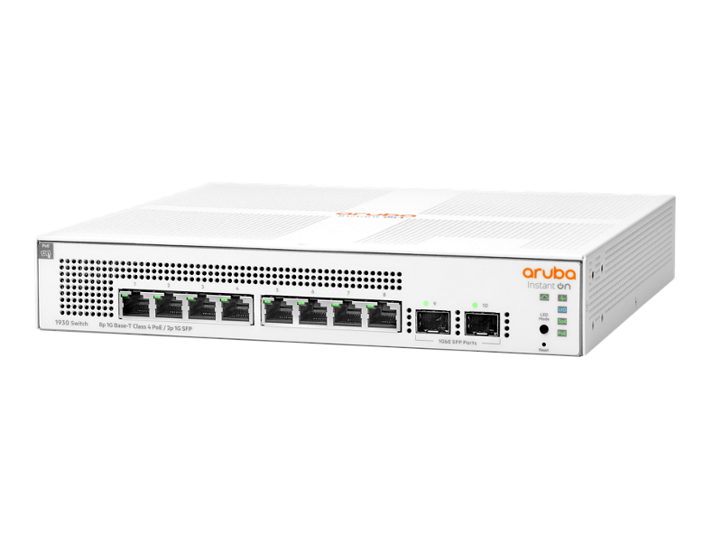 HPE Networking Instant On 1930-8G-2SFP-PoE+124W - Aruba 1930 PoE+ Switch 8 gigabit ports 2 SFP 124w slots