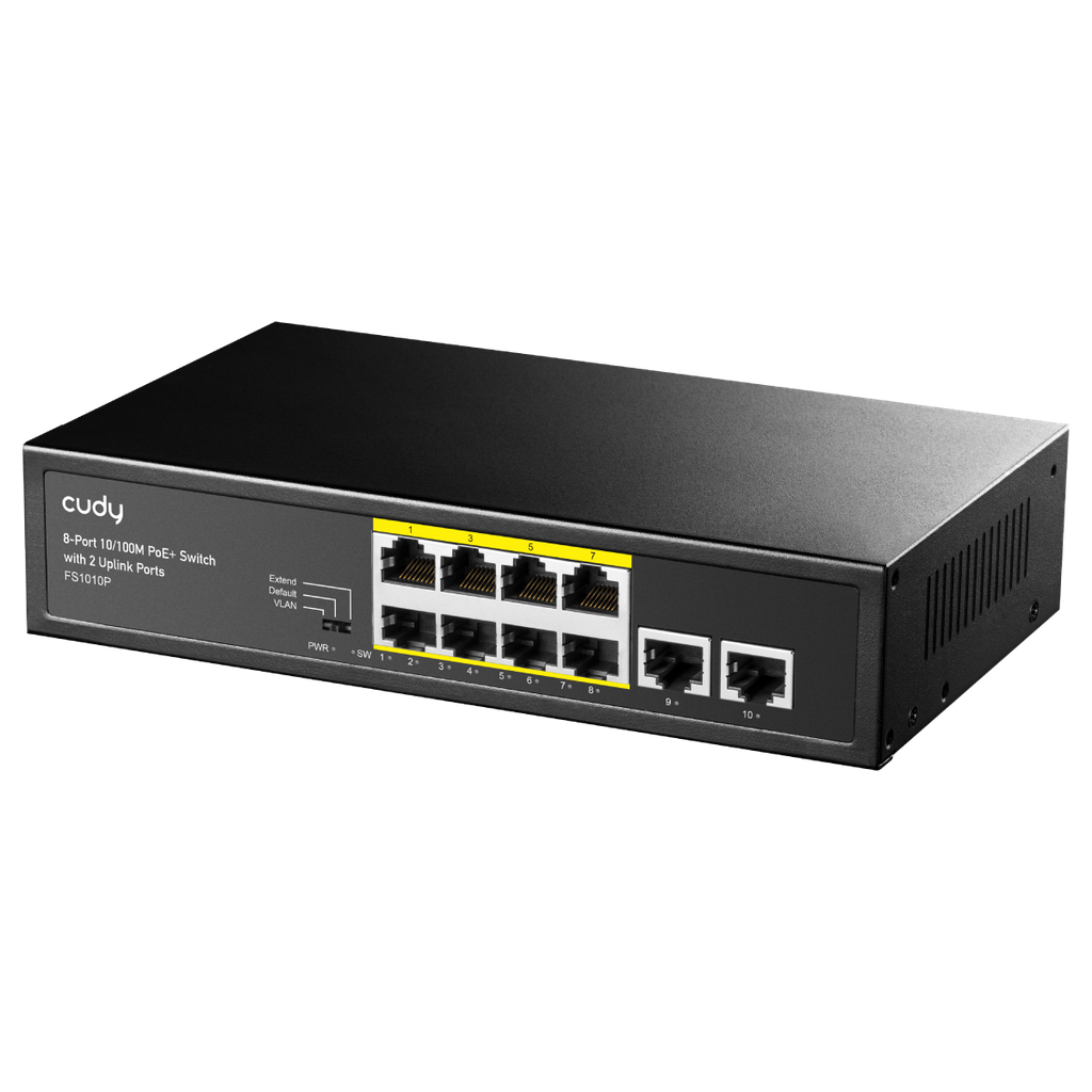 CUDY FS1010P - 8-Port 10/100M PoE+ Switch with 2 Uplink Ports 120W