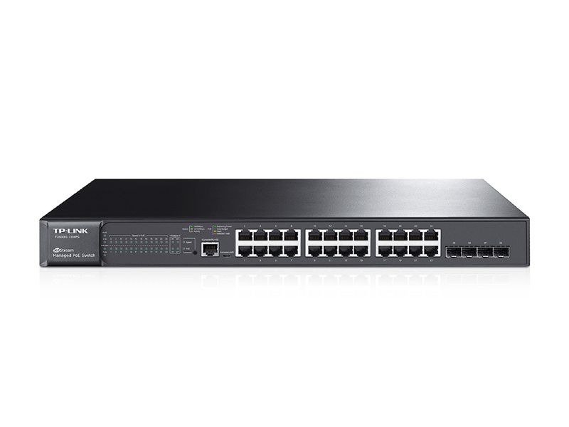 TP-Link T2600G-28MPS - Switch gestionado PoE+ Gigabit L2 de 24 puertos JetStream con 4 ranuras SFP (TL-SG3424P)